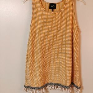 Yellow fashion tank top with tassels